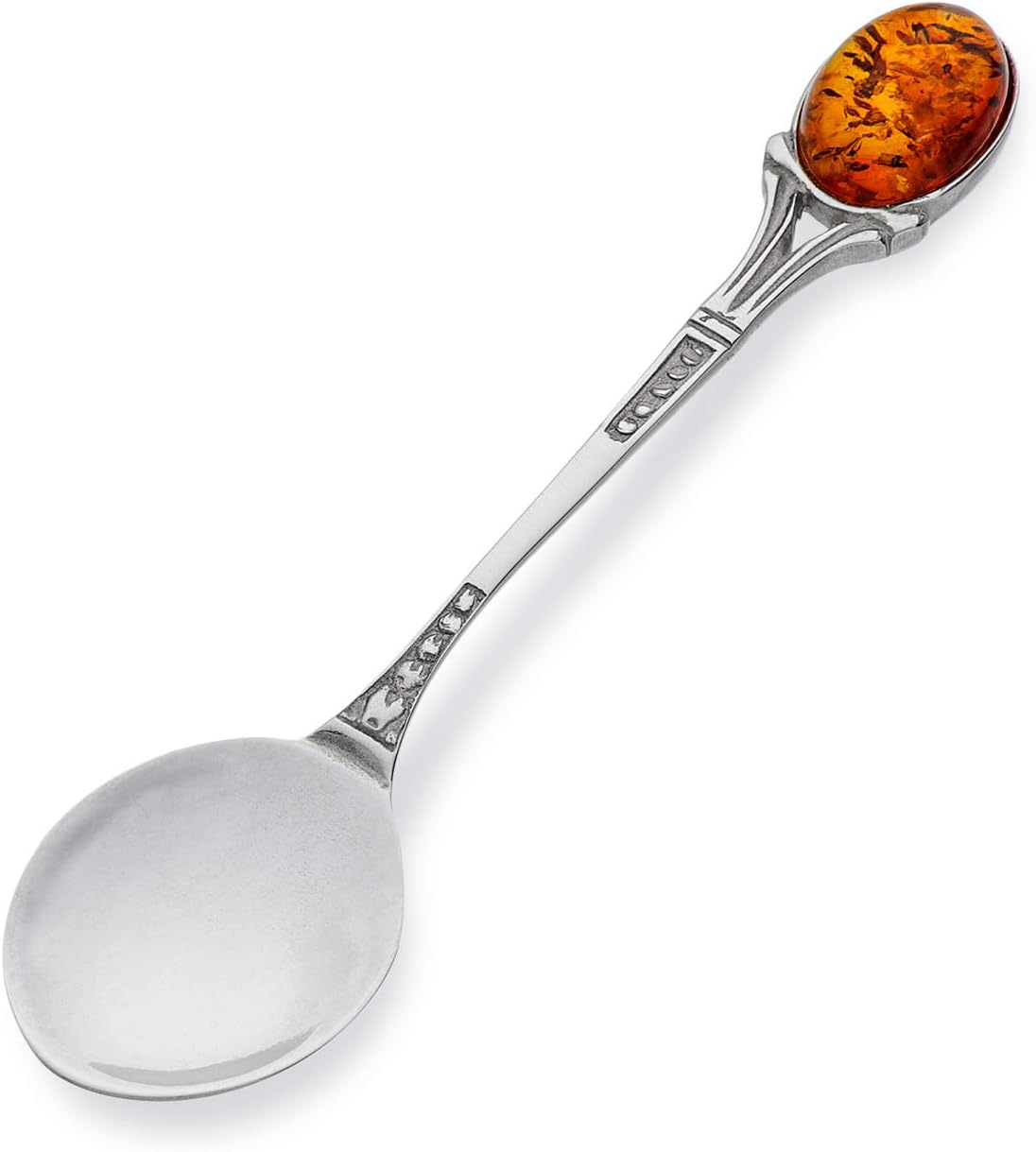 Petite Cuillère Pour Garçon ou Fille, Argent Sterling Oxydé, Cuillère en Argent Patras avec Ambre, Cadeau de Baptême et D'anniversaire