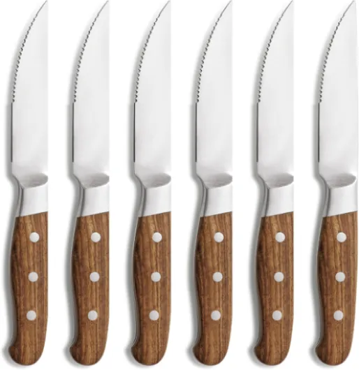 Comas Steak Knives Aconcagua Set of 6, Couteaux à viande, acier inoxydable, bois de rose