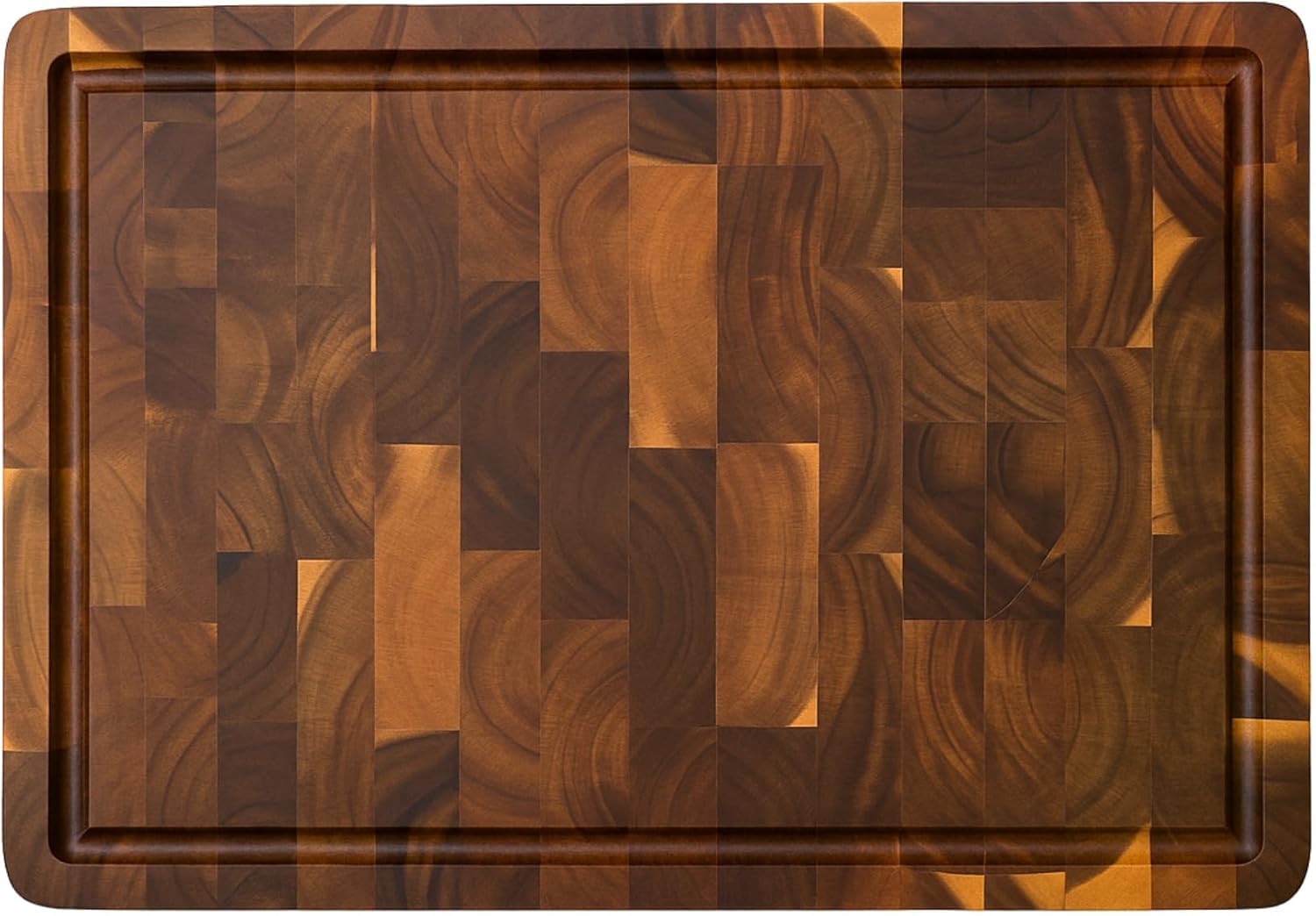 Planche à Découper Bois - Planche de Cuisine en Bois d’Acacia avec Poignées Latérales, Rigole à Jus et Bois de Bout pour Préserver les Lames de Couteaux - Double Face (40 x 30 x 3 cm)