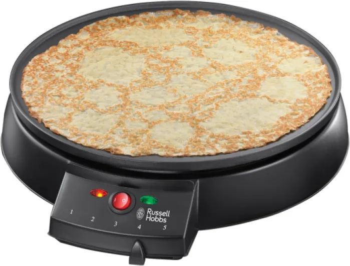 Crêpière électrique [Ø30cm - Familiale] Fiesta (plaque antiadhésive, spatule et répartiteur incl., idéal pour pancakes, galettes, burritos & taccos, thermostat réglable, 1000W) 20920-56