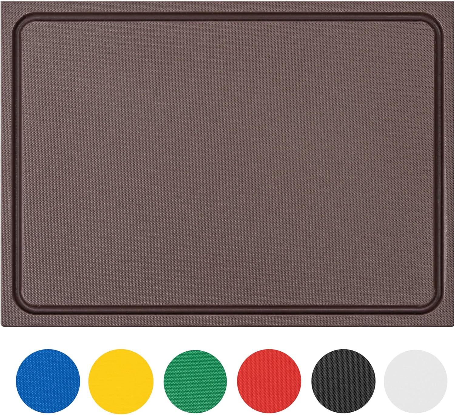 Planche à découper en plastique PE-HD Marron, 60x40x2 cm, passe au lave-vaisselle, extra épaisse, n'abîme pas les couteaux bac à jus 60L x 40l cm Marron