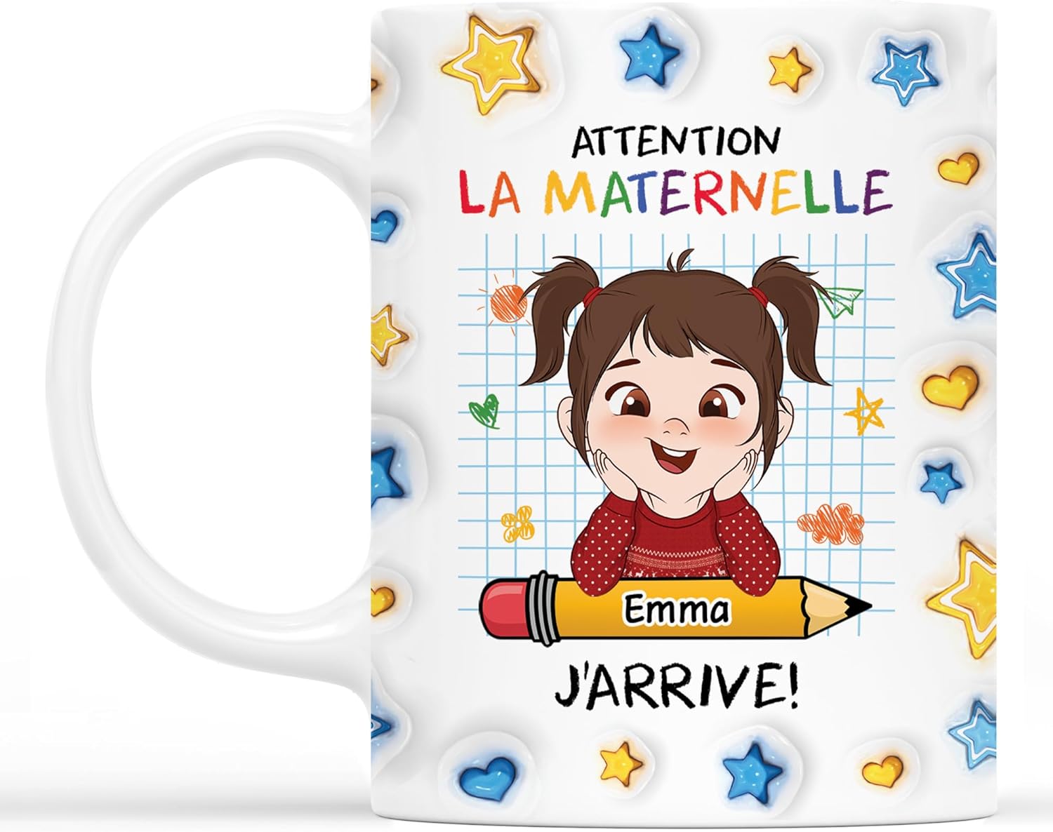 Mug Personnalisé Prénom - Attention La Maternelle J'arrive - Tasse enfant maternelle personnalise, Tasse Enfant Micro Ondable, Mug Enfant, Cadeaux Pour Enfants (Fille)