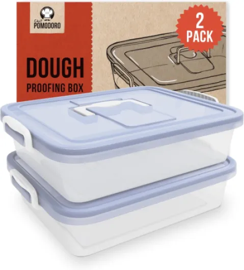Boîtes de Fermentation pour Pizza et Pain - Bac à Pâtons Empilables Boules de Pâte avec Couvercles de Conservation et Poignée de transport (Blau, 44 x 34 cm (Lot de 2)) Blau 44 x 34 cm (Lot de 2)