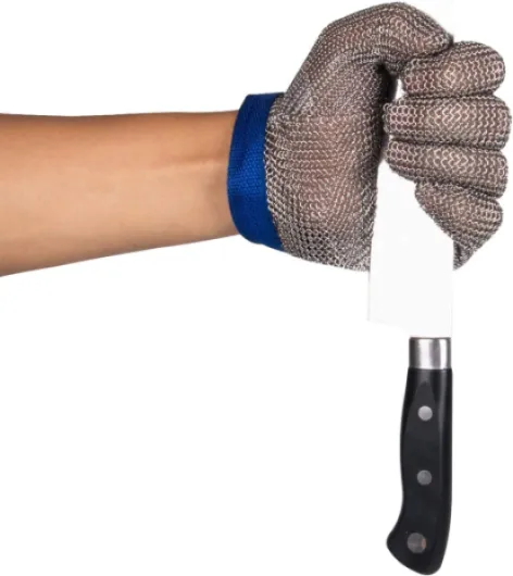 ThreeH Gants de coupe de sécurité des gants 304L de maille d'acier pour la cuisine,Écaillage d'huîtres,Viande coupe et Sculpture sur bois GL08 L(1 pièce) L Bleu