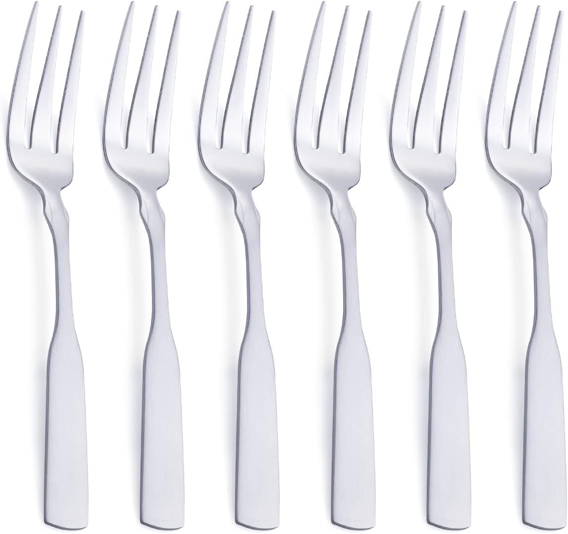 Lot de 6 fourchettes à 3 dents en acier inoxydable 19,3 cm Fourche à 3 dents