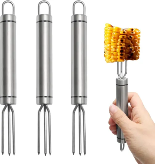 3 Fourchettes à Pomme de Terre avec 3 Dents, Fourchettes Maïs Réutilisable, Pique Maïs en Acier Inoxydable pour repas, quotidiens, barbecues et pique-niques