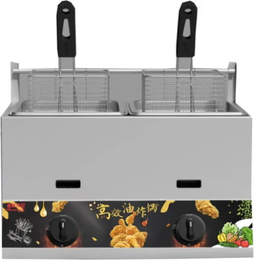 Friteuse à gaz, friteuse à gaz butane et gaz propane, friteuse en acier inoxydable, friteuse commerciale, capacité 11 l x 2