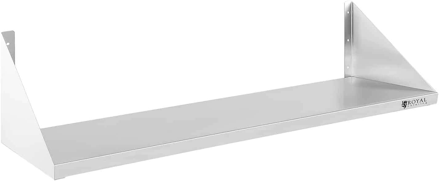 Étagère Murale Rangement Cuisine RCTR-90 (incl - matériel de fixation, surface de rangement pratique, 30 x 90 cm, Inox) Étagère Murale 1 Surface 90 X 30 Cm