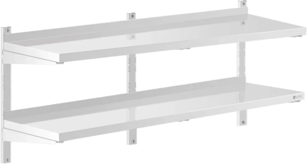 Étagère Murale Cuisine Tablette Flottante Inox 140 cm RCWR-1400.4 (140 x 40 cm, Pose murale, Épaisseur 3,5 cm, Capacité 40 kg)