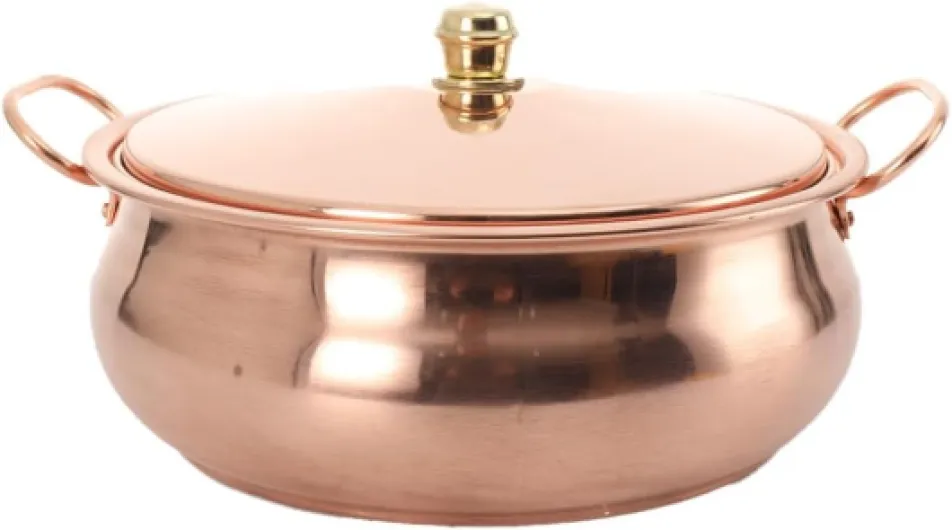 ECUTEE Faitout en cuivre - 26 cm - Casserole en cuivre avec couvercle - Convient pour plaques vitrocéramiques, à gaz et à induction