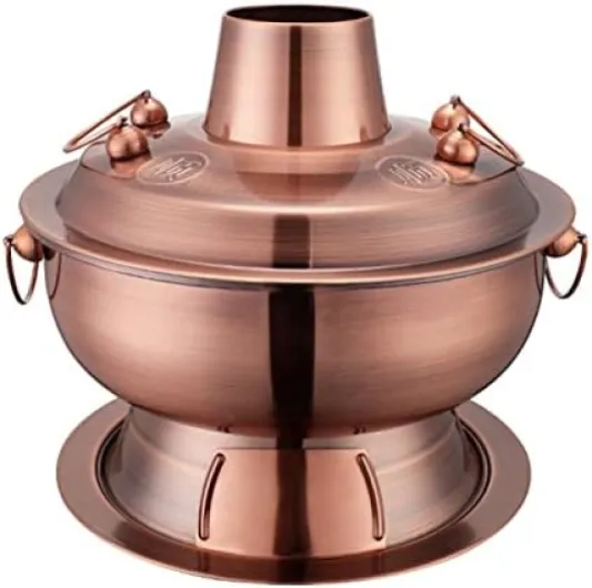 Casserole en cuivre – Poêle Shabu vintage en acier inoxydable de qualité alimentaire pour la cuisine à la maison