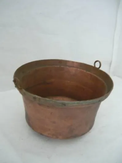 Antique Marmite Casserole en cuivre sans manche ameublement cm 36 années '40