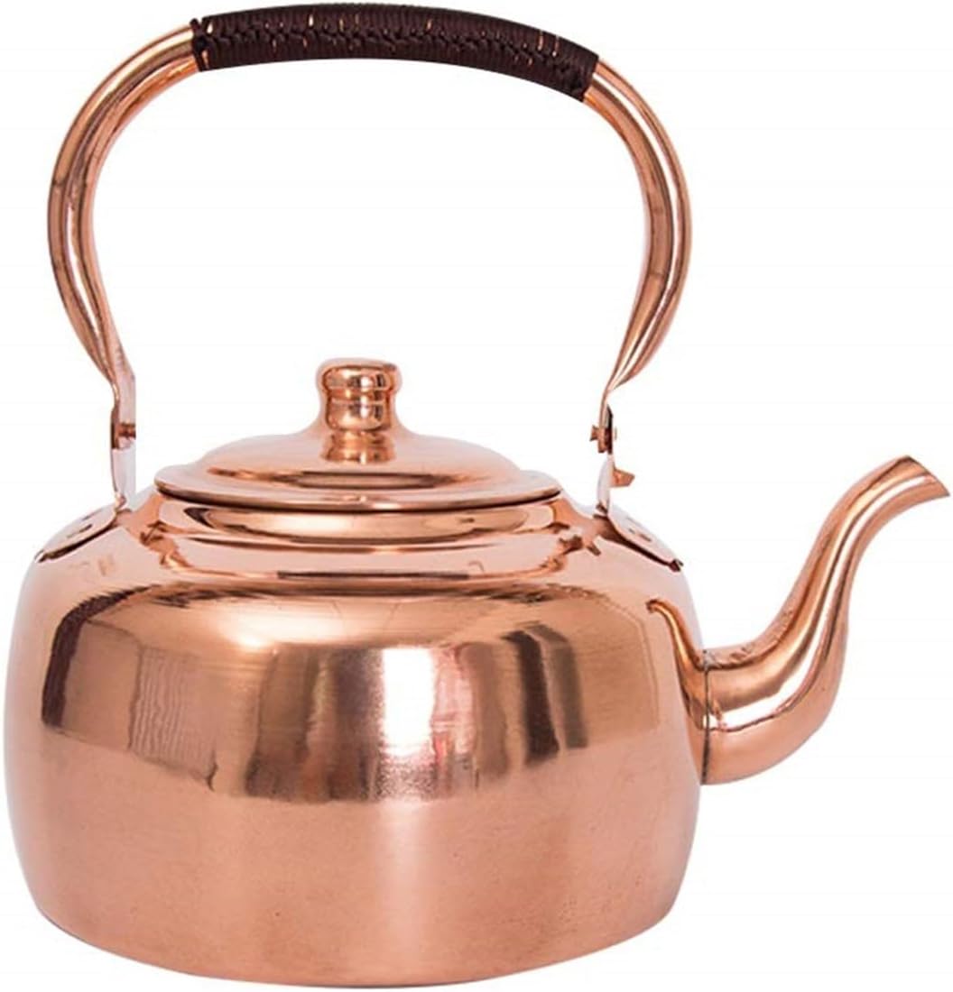 Bouilloire classique en cuivre pour cuisinière à induction 3 litres avec poignée de sécurité Design économe en chaleur 21 cm Hauteur de la base 30 cm