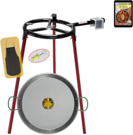 Kit réchaud à paella gaz butane 30 cm, poêle à paella de 42 cm, support à 3 pieds, niveau, tablier, livre de recettes numérique