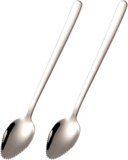 2pcs CuillèRe à Pamplemousse en Acier Inoxydable Cuillère à Dessert, Acier Inoxydable cuillère, Convient pour Apple, Kiwi, Papaye, Orange et CrèMe GlacéE