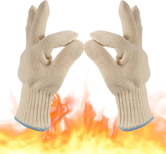 Gant Anti Brulure Cuisine Gant Four Anti Chaleur Gant Barbecue Intérieur et Extérieur Coton Tricoté Épais pour Four Friteuse à Air Haute Température Grill des Plats Chauds Jardinage 2