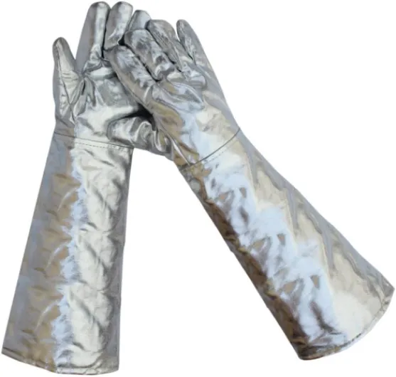 Milageto Lot de 2 gants de soudage en aluminium anti-brûlure, isolants thermiques pour la cuisine et la maison, 60cm 250 à 500