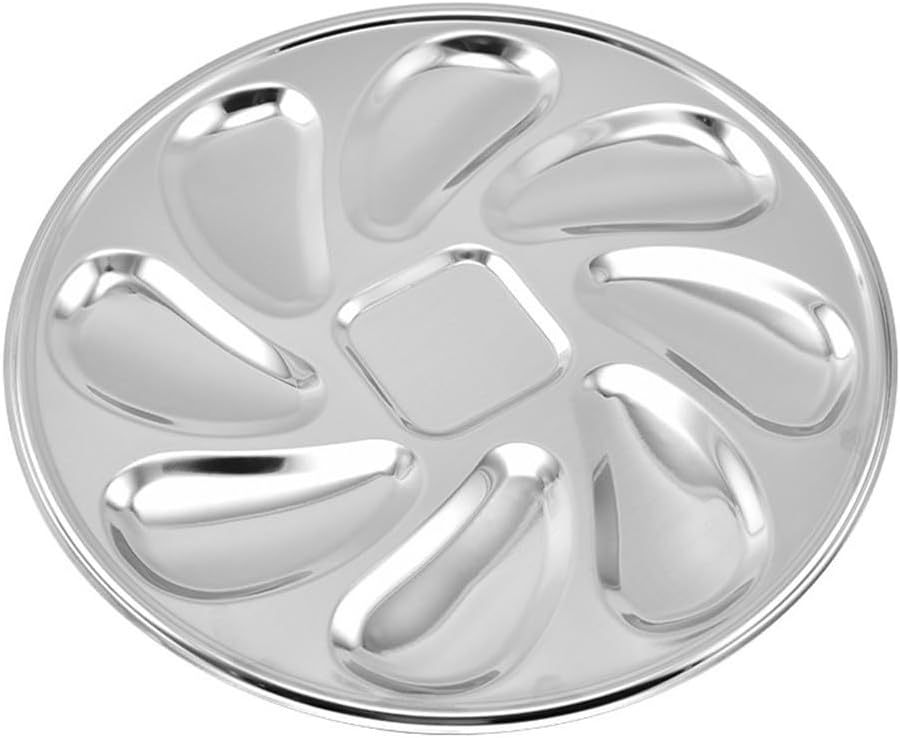 Élégante assiette à huîtres en acier inoxydable, plateau à 9 emplacements pour fruits de mer pour une présentation élégante des coquillages