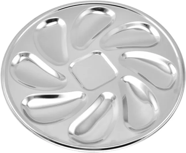 Élégante assiette à huîtres en acier inoxydable, plateau à 9 emplacements pour fruits de mer pour une présentation élégante des coquillages
