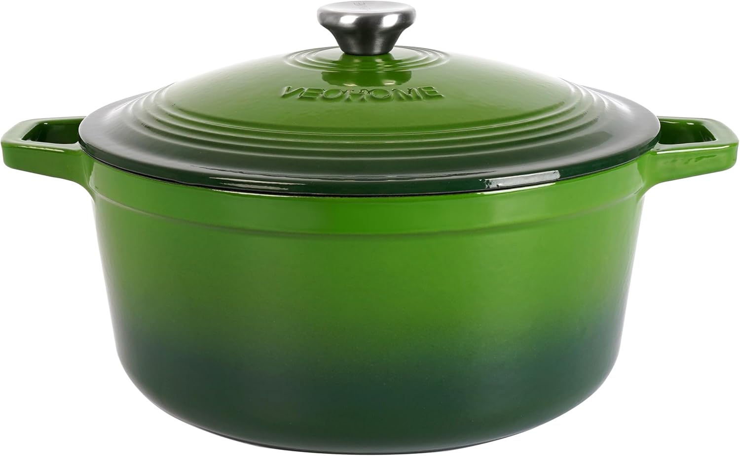 Cocotte Fonte Émaillée VeoHome 6L, Faitout Ultra Résistant,Marmite Compatible Induction/Gaz/Four, Cuisson Homogène, Saveurs Authentiques, Couvercle Relief (Vert, Ronde 6 Litres (28 cm)) Ronde 6 Litres (28cm) Vert Ronde