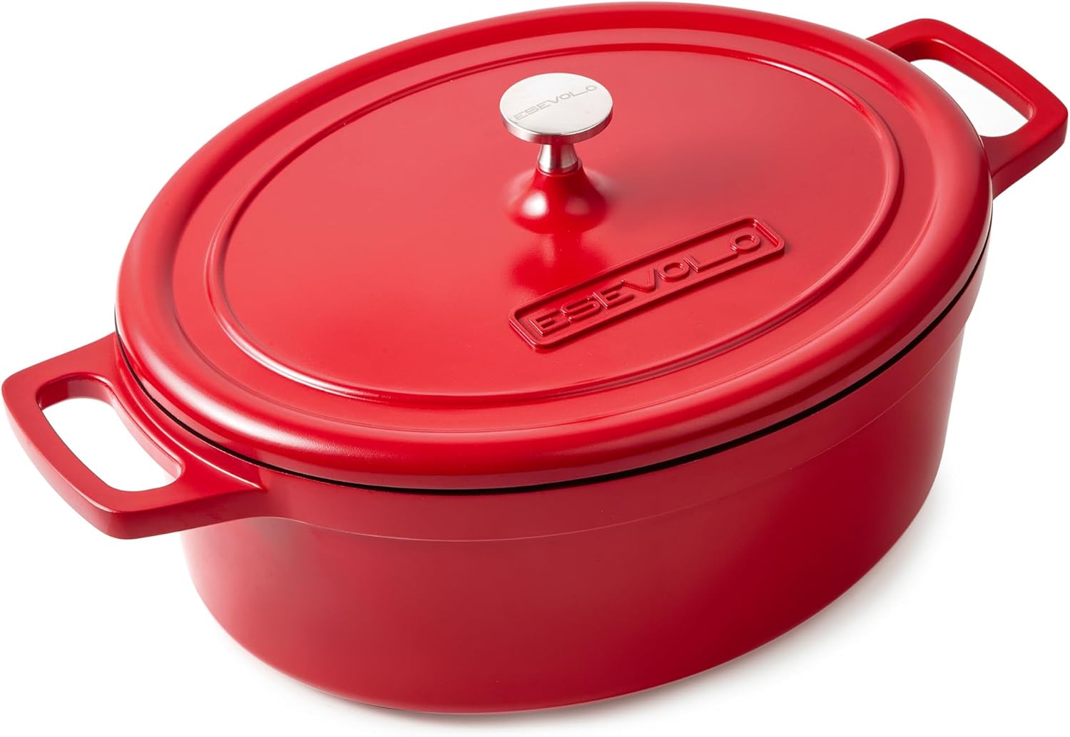 Cocotte Fonte Induction 11 litres 38cm Ovale Faitout en Fonte d’Aluminium avec Revêtement Céramique Antiadhésif, Marmite avec Couvercle, Idéale pour les Grandes Familles, Four et Gaz, Rouge Rouge Ovale 38cm/11L