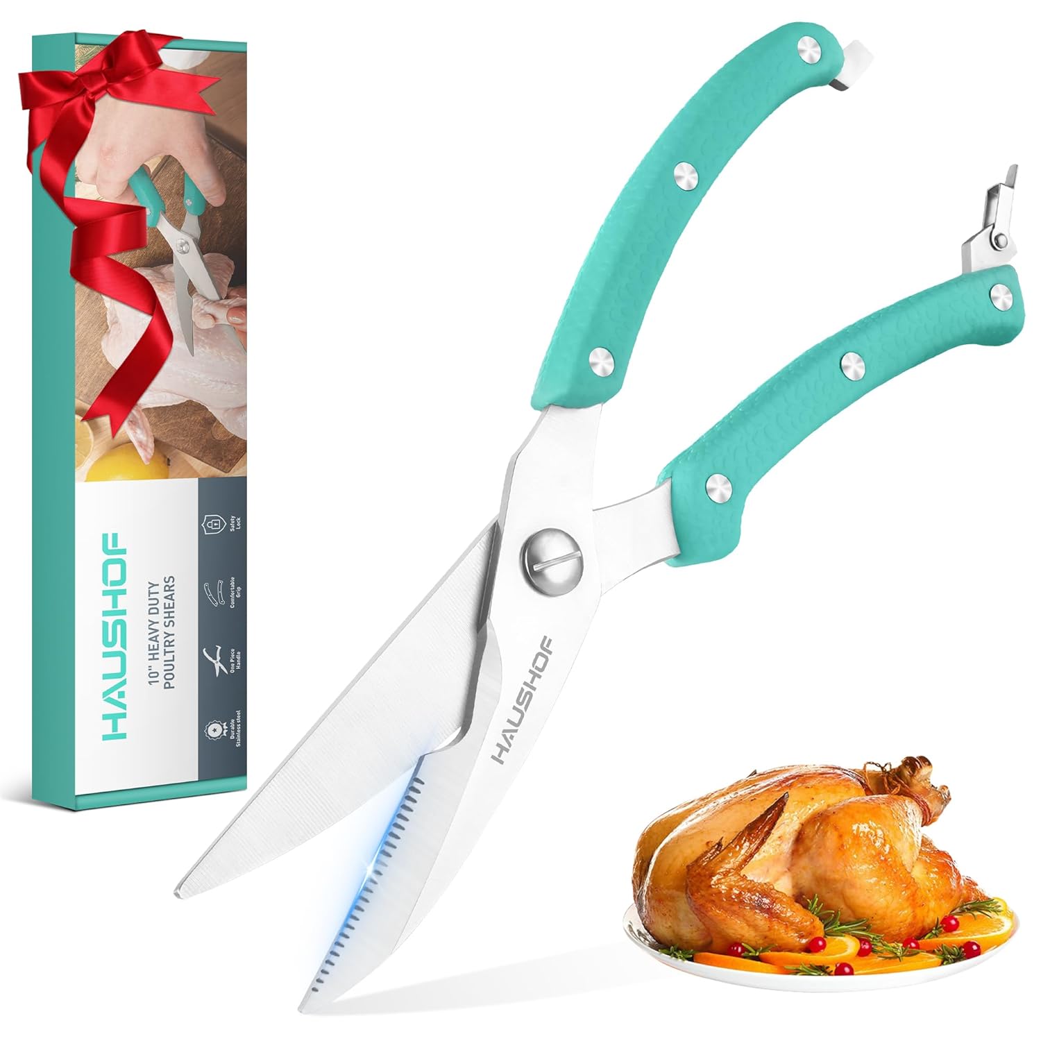 Ciseaux à Volaille Robustes 255 mm, Ciseaux de Cuisine Professionnels en Acier Inoxydable Robustes et Tranchants pour Poulet, Viande, Poisson, Os et Légumes
