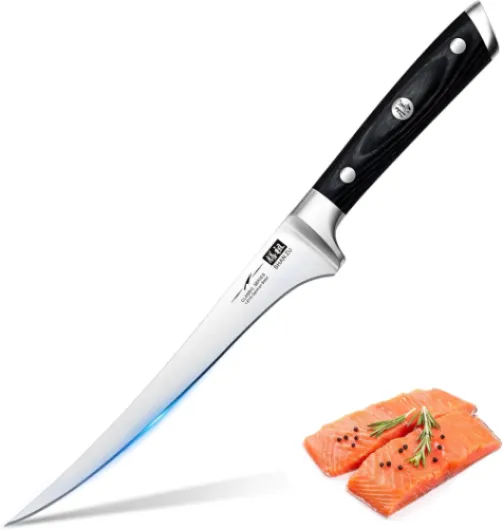 Couteaux à Filet 18cm, Couteau à Poisson Professionnel 7 Pouces, Couteaux Filet de Sole Couteau à Fileter Poisson en Acier Inoxydable Allemand