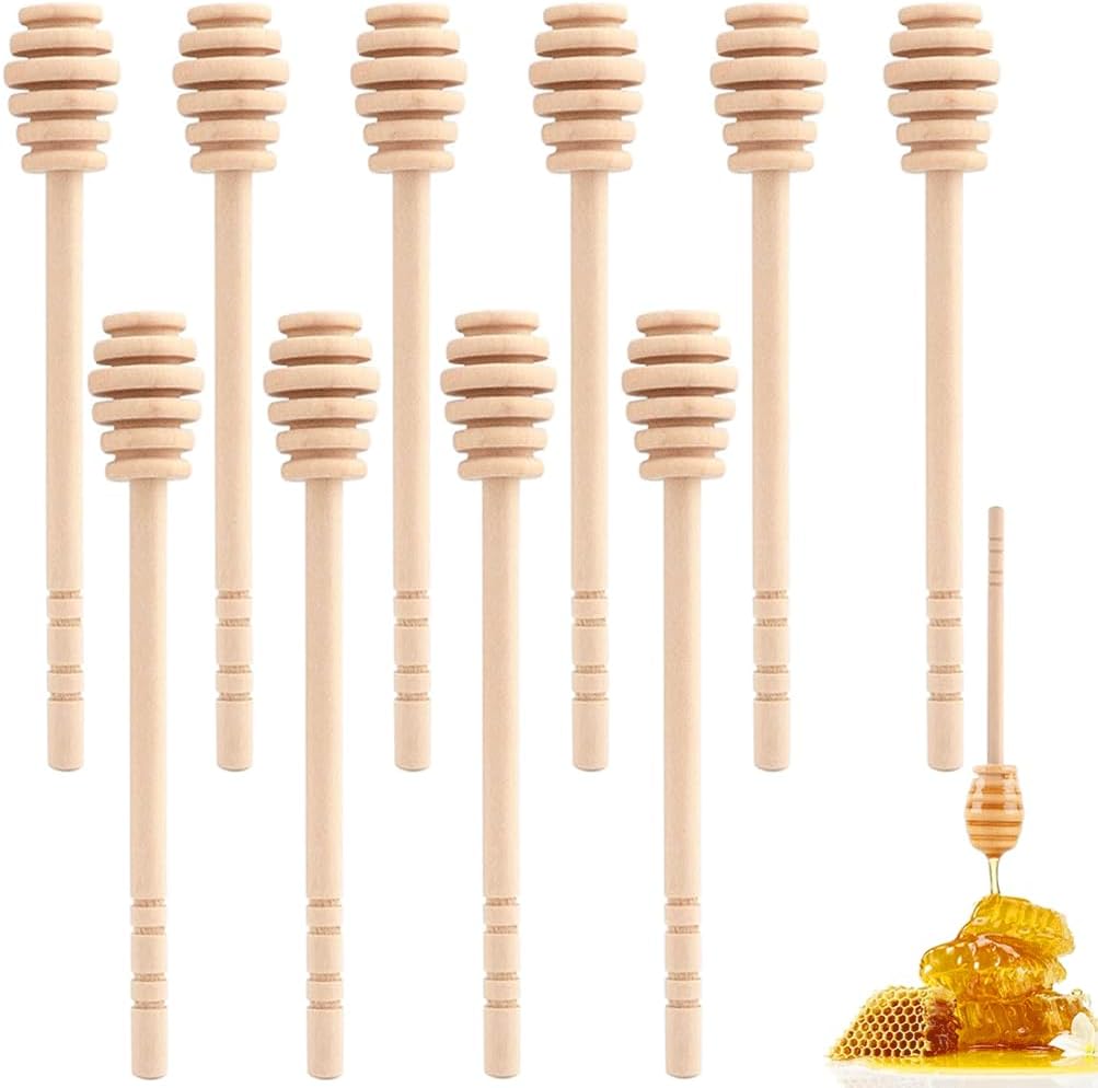 Lot de 10 Cuillères à Miel, Mini Cuillères à Miel en Bois pour Cuisine et Salle à Manger 16 cm Cuillère Miel Bois pour Distributeur Confiture de Miel, Mini Bâtonnet Miel pour la Fête de Mariage