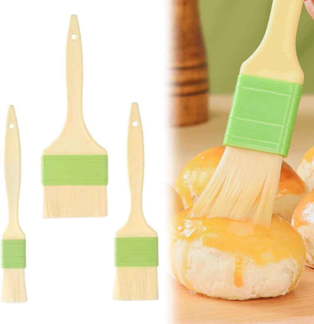 3 Pcs Pinceau Cuisine, Pinceau Patisserie, Pinceau Cuisine Poil Naturel, Pinceau Alimentaire, Pinceaux De Barbecue, Pour Gâteaux, Cuisson, Baking Cooking, Beurre, Huiles, Marinades, Sauces