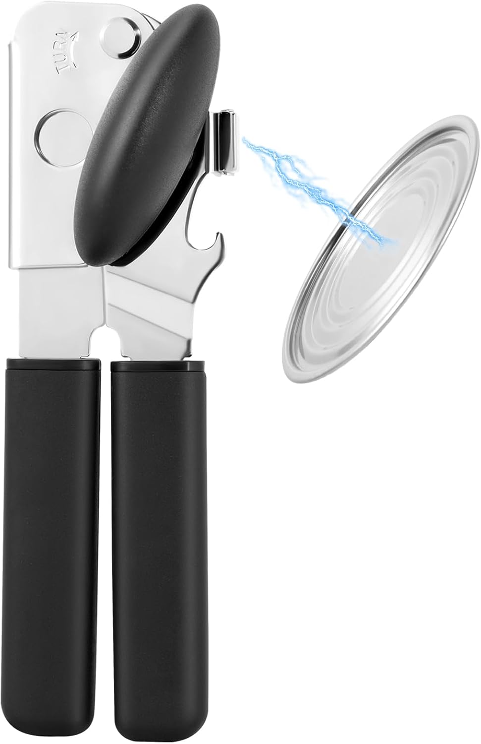 Ouvre-boîte manuel avec aimant de levage - Robuste - Bord lisse - Pour personnes âgées - Lame de coupe tranchante et durable - Bouton de rotation facile - Décapsuleur multifonction