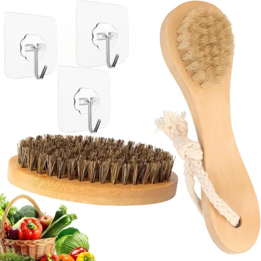 Brosse à Légumes 5 Pièces Brosse à Champignon Poignée Ergonomique pour Nettoyer Les Légumes, Les Fruits et Les Ustensiles de Cuisine