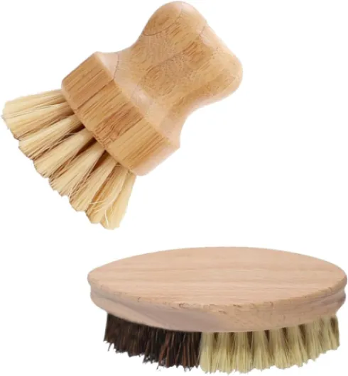 Lot de 2 Brosse à Légumes en Bois Brosse à Pommes de Terre de Haute Qualité Brosse Vaisselle Bois pour Pommes de Terre, Carottes, Légumes
