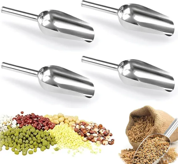 4 Pièces Pelle à Glace En Acier Inoxydable, Pelle à Nourriture, Pelle à Farine, Pelle à Sucre, Pelle Pratique De Cuisine/Bar/Jardin/Supermarché, Pour Farine, Glaçons, Nourriture, Haricots(12 Pouces)