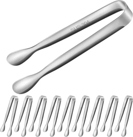 10 Pcs Pince a Sucre, Pince à Glaçons en Acier Inoxydable 304, Pince Bonbon Multifonction pour Candy Bar Glace Sucre Biscuit Buffet Grill Bar Cuisine