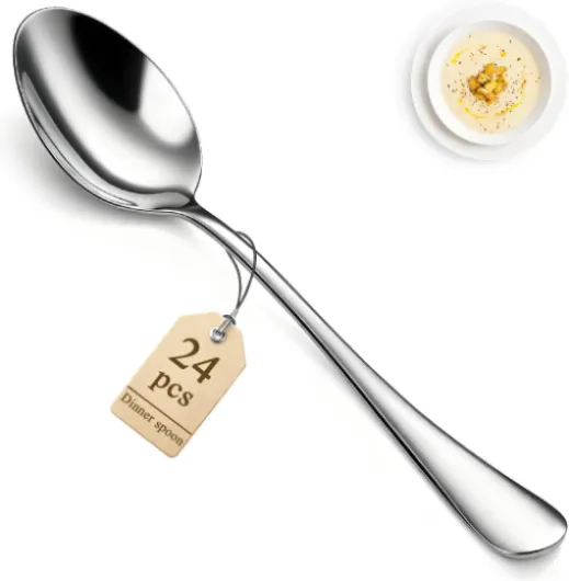 Lot de 24 cuillères à soupe en acier inoxydable de qualité alimentaire pour la maison, la cuisine ou le restaurant, poli miroir, passe au lave-vaisselle