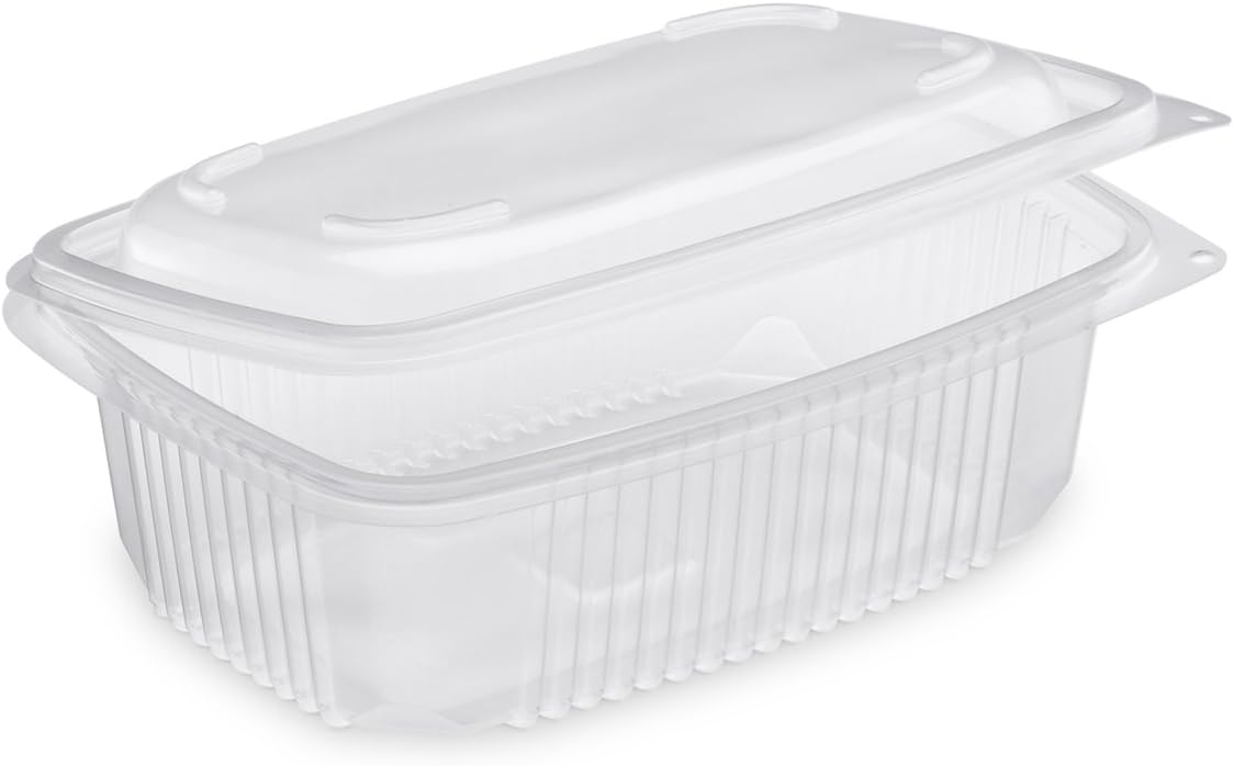 GUILLIN - ONDIPACK OK800 SACHET DE 50 Boites 800cc Micro-Ondable A Couvercle Charniere, Polypropylène, Transparent, 18,5 x 13,5 x 6,5 cm, Translucide Unique