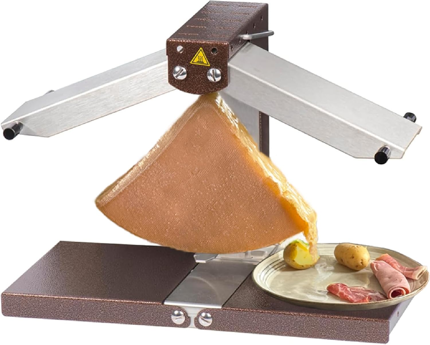 Appareil Raclette Traditionnelle 1-6 Pers – Louis Tellier Brézière® Signature Original – Fabriqué en France, Durable, Facile à Nettoyer – Service à la Table, Convivialité et Fromage Fondant Original Inox et Marron