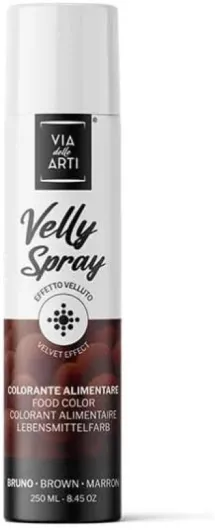 Bombe Spray Alimentaire Effet Velours, 250 mL - Pulvérisé sur vos Entremets, Bûches et Petits Gâteaux préalablement passés au congélateur (marron)