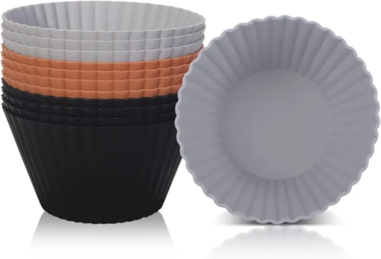 SUPER KITCHEN 9,2cm Grand 12 Moules Cupcakes, Moule Muffins en Silicone Réutilisables, Anti-adhésif Moule Cake Factory, Caissettes Muffins, Moules Gateau, Cuisson en Silicone Pour Friteuse à Air