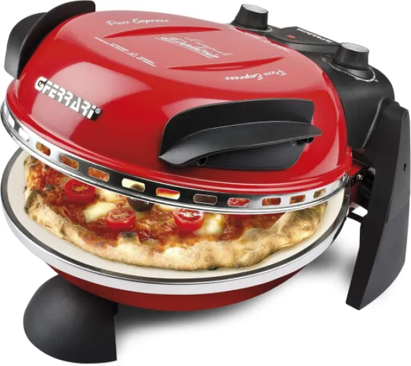 G10006 Pizza Express Delizia,Four à Pizza 1200 W, Thermostat Réglable jusqu’à 400°C, Cuit une Pizza Savoureuse en 5 min, Double Résistance, Livre de recettes et Spatules inclus – Rouge Rouge G10006