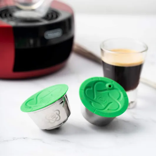 Tamper à café pour Dolce Gusto inox + Capsules de Café Réutilisables Compatibles avec Nescfe machine à café + Cuillère + Brosse (Capsule+Coffee Tamper)