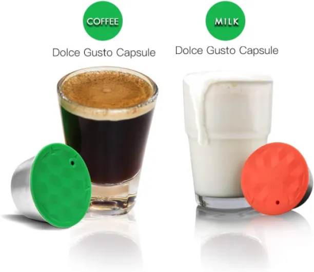 1 Capsule de Café Dolce Gusto Réutilisables, avec 1 Dosettes de Lait Rechargeables Compatibles avec Machine Nescafé Dolce Gusto +1 Cuillere + 1 Brosse - Acier Inoxydable