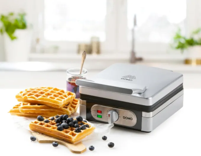 DOMO DO9047W Gaufrier - Appareil à gaufres - Gaufres rectangulaires 4x7-1400W - Inox Silver