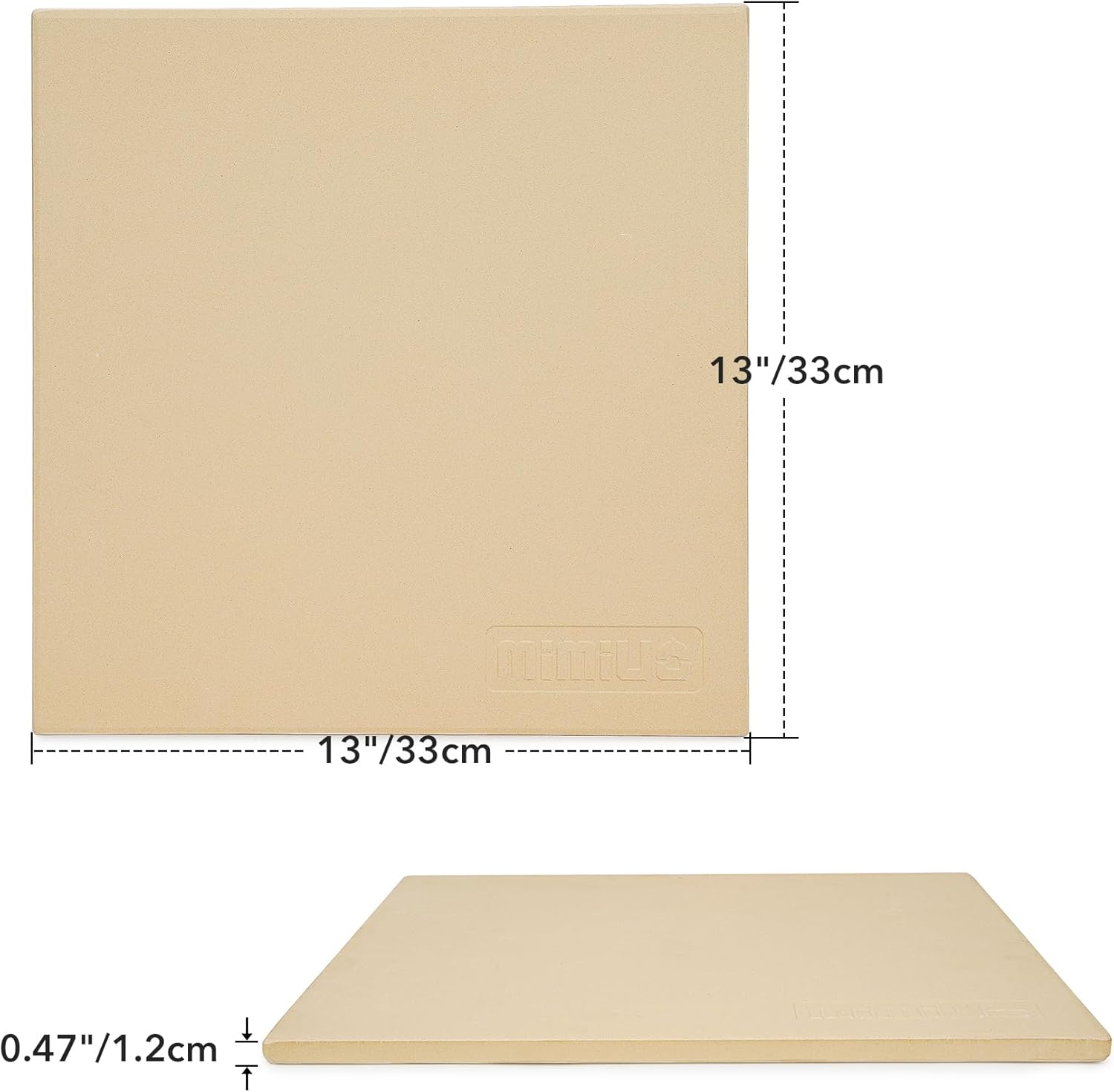 Mimiuo Pierre à Pizza Rectangulaire en Cordiérite, Pierre à Pizza for Ooni, pour la Préparation du Pain, de la Tarte flambée et de la Pizza, pour Four et Barbecue, Four et Grill, Gaz, 33 x 33 cm
