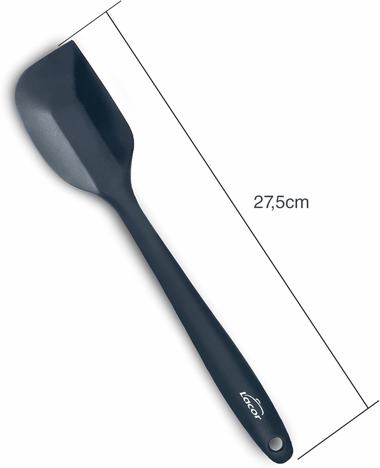 Lacor - 64464 - Spatule en Silicone, Certificat LFGB Écologique, Sans BPA, Antiadhésif, Résistant à la Chaleur, Lave-vaisselle sûr, 27,5 cm, Noir.