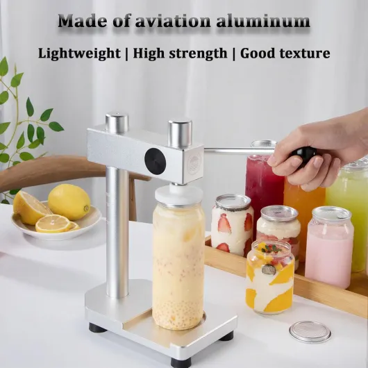 Machine à sceller les gobelets, sertisseuse de boîtes de conserve, outil manuel de scellage de bocaux domestiques/commerciaux, hauteur réglable, avec base fixe, pour bocaux, diamètre 51 mm/2 Silver