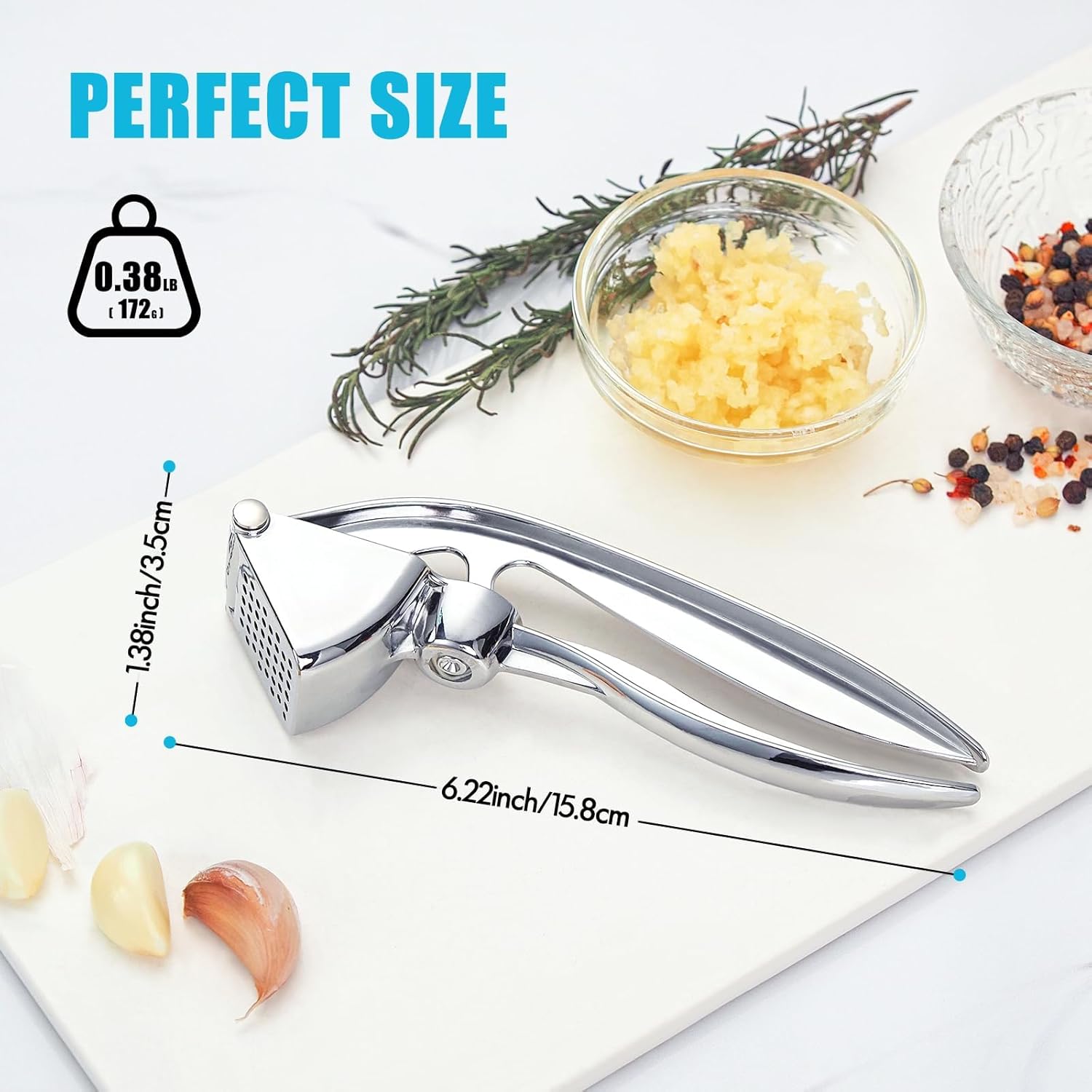 2 en 1 Presse ail inox et dénoyauteur à cerises,Presse-ail avec ecrase ail efficace,hachoir ail manuel,garlic press rocker facile à utiliser,compatible lave-vaisselle,avec denoyauteur cerise et olives