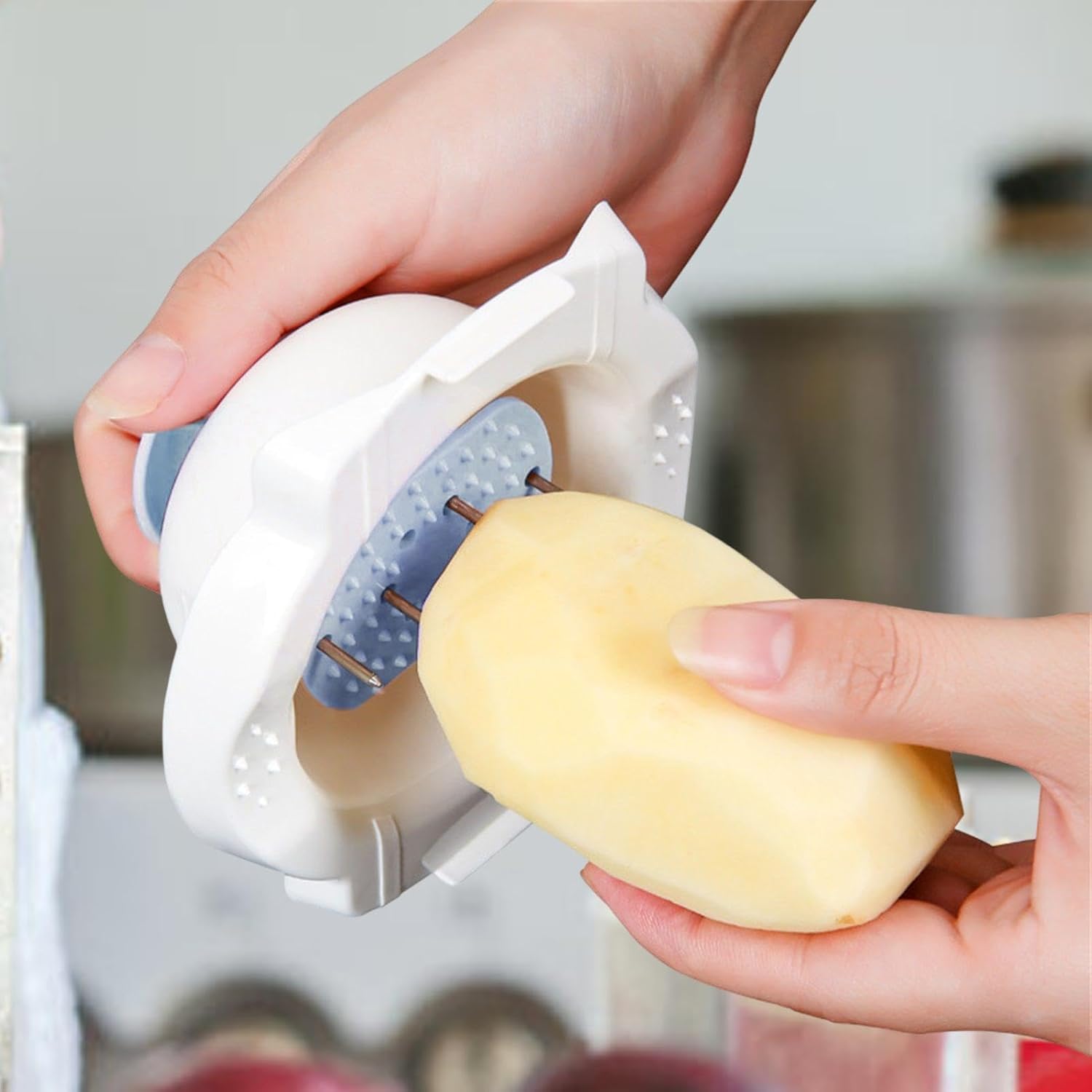Porte-fruits de sécurité, Râpe Protection des doigts Mandoline à légumes Support de protection de la main Support pour la sécurité alimentaire - Protection des mains pour râpe à légumes au restaurant Hand Guard Blue