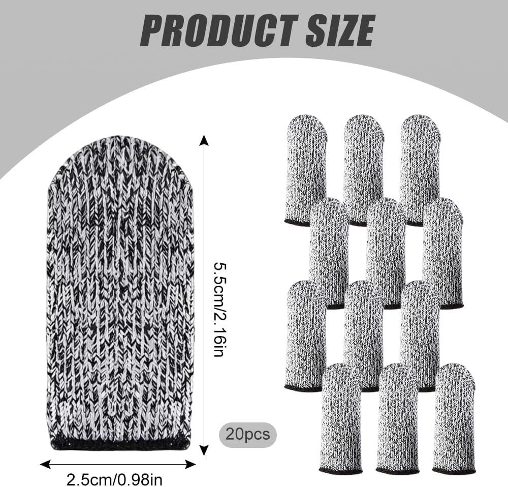 20 Pièces Protège-Doigts Résistants Aux Coupures,Protege Doigt Cuisine,Doigt Protection Réutilisables,Doigtier Antidérapant,Doigtier Respirant,Protection de Pouce pour Travail, Jardin, Sculpture