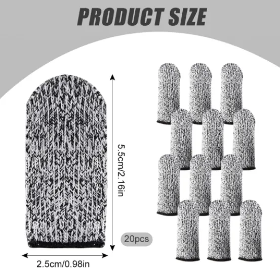 20 Pièces Protège-Doigts Résistants Aux Coupures,Protege Doigt Cuisine,Doigt Protection Réutilisables,Doigtier Antidérapant,Doigtier Respirant,Protection de Pouce pour Travail, Jardin, Sculpture